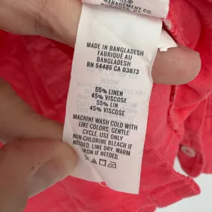 Aerie Women Small Coral Pink Linen‎ Viscose Blend Oversized Button Down Shirt thumbnail 4