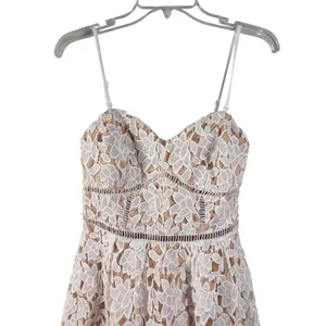 Just Me White Floral Lace Sweetheart Cocktail‎ Dress Nude Lining Small thumbnail 5