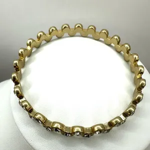 Gold tone and rhinestone bangle bracelet thumbnail 2