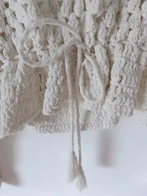 Free People Megan Crochet Top Creamy White Boho Long Sleeve Blouse size large thumbnail 7