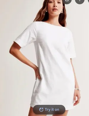 Abercrombie white linen structured tshirt mini dress thumbnail 1