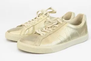 Veja esplar gold leather fashion sneaker size 6 thumbnail 1