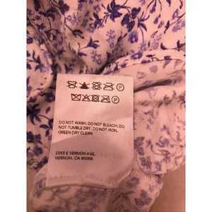 Reformation Blouse Women Small Blue Floral Tie Neck Long Sleeve Peasant Top thumbnail 7