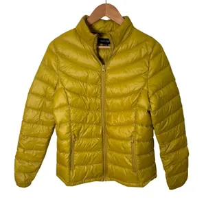Charlie Paige Mustard Yellow Down Puffer Jacket Women‎ Small Chevron Quilted Zip thumbnail 1