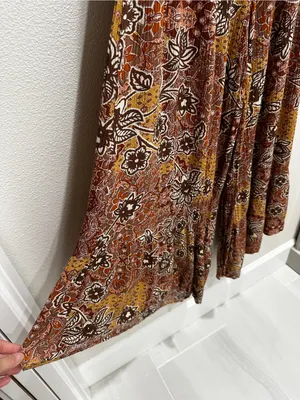 ILLA ILLA Rust and Cream Floral Smocked Jumpsuit Size Small thumbnail 8