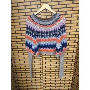 Free People‎ Home For The Holidays Gray Fair Aisle Sweater Size XS thumbnail 2