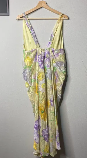 ASOS Dress Floral Bloom Cami Plunge Ruche Midi Dress Size 8 thumbnail 5
