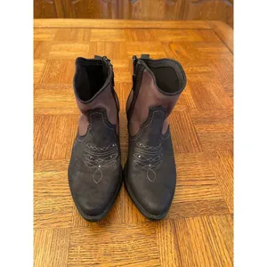 American Rag canvas and vegan suede STAR cowboy western bootie 7 thumbnail 3