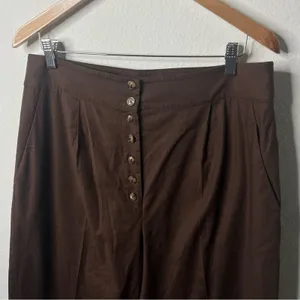 Reformation Brown Rox Button Front Wide Leg Trouser Pants Womens Size 12‎ thumbnail 6