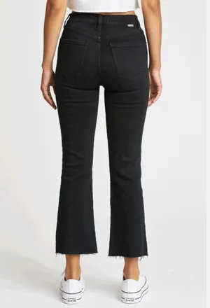 DAZE Shy Girl Black High-Waisted Distressed Cropped Flare Jeans thumbnail 2