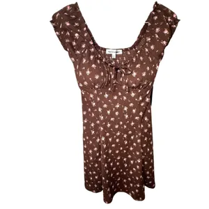NEW Madden Girl‎ Brown Pink Floral Fit and Flare Dress Juniors Small Cottagecore thumbnail 11