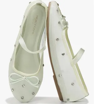 NEW Project Cloud Ballet Flats Shoes Crystal-Embellished Mesh Memory Foam 8 thumbnail 1