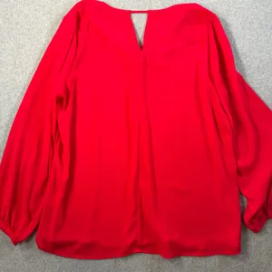 Pleione Women's XL Red Long Sleeve V-Neck Blouse Keyhole Back Top thumbnail 9
