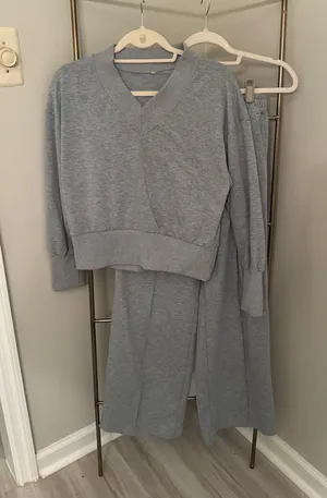 Grey 2 Piece Lounge Set Gray thumbnail 1