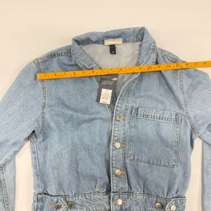 Universal Thread Denim Romper Medium Wash Button Front Long Sleeve Blue Size 10 thumbnail 3