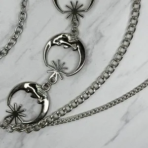 Draped Moon Star Silver Tone Chain Link Belt One Size (OS) ✨ thumbnail 6