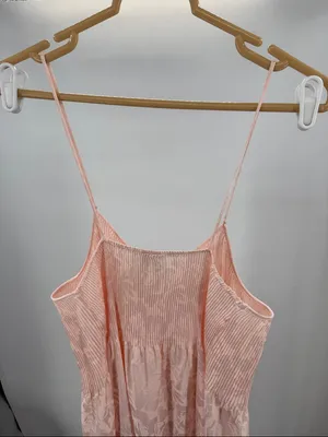 Neiman Marcus Mary McFadden light pink Ribbed Bodice Floral Slip Chemise nighty thumbnail 3