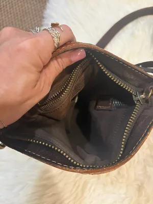 Vintage Lucky Brand Brown Leather Fringe Crossbody Y2K Boho Bag Festival thumbnail 7