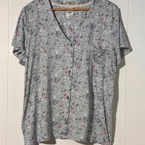 Lucky Brand 3 Piece Pajama Set XL Floral Top Crop Pants Shorts Blue Gray thumbnail 2