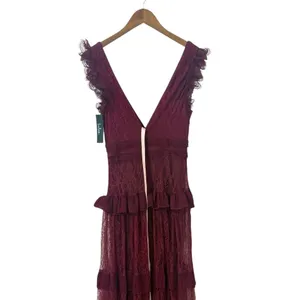 Lulus Marvelous Darling Burgundy Ruffled Tiered Maxi Dress size XS NWT thumbnail 6