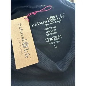 NWT Natural Life Black Mock Neck Ribbed Long Sleeve Top Size Large thumbnail 4
