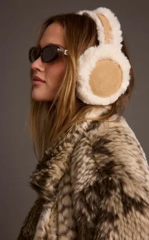 12th Tribe Crystal Ivory Faux Fur Ear Muffs Size O/SO/S thumbnail 1