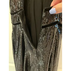 Free People Size 4 Mini Dress‎ Black "Film Noir" Sleeveless Sequins Plunge thumbnail 7