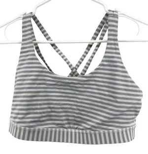 Lululemon Energy Bra Classic Stripe White Silver Fox Luxtreme Sweat Wicking 12 thumbnail 1