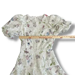 Gianni Bini Women’s Floral Eyelet‎ Puff Sleeve Mini Dress White Size 4 Lined thumbnail 3