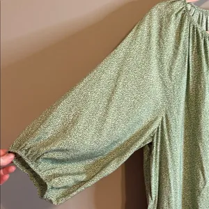 H&M Green Floral 3/4 length Raglan Balloon Sleeve M Cottagecore Prairie Feminine thumbnail 3