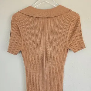L'Academie Robe Pull‎ Geneva Dress in Camel Size Large Ribbed Midi with Slit NEW thumbnail 7