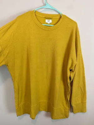 Aerie Oversized Crewneck Golden Mustard Yellow Tunic Sweater Size Large thumbnail 4