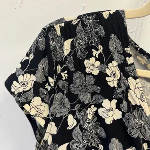 Style & Co Black White Floral Twist Front Midi Dress Size L Short Sleeve Stretch thumbnail 5