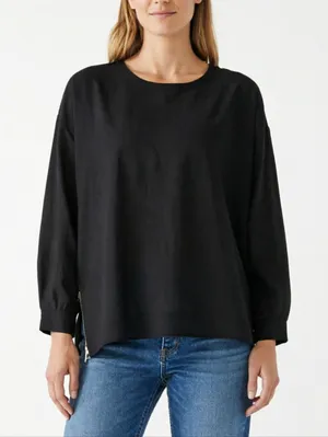 Black Ribbed Sweatshirt Size 4X thumbnail 1