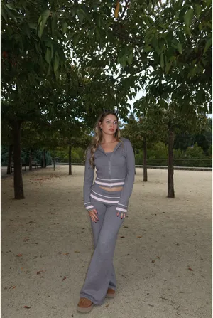 Edikted Kaliya Stripey Fold Over Knit Pants thumbnail 3
