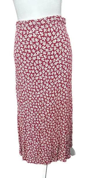 Reformation Red and White Floral Midi Skirt thumbnail 1