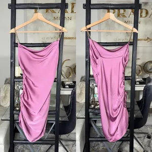 ASTR The Label Trista Satin Mini Dress in Mauve Pink with Gold Chain Straps thumbnail 5