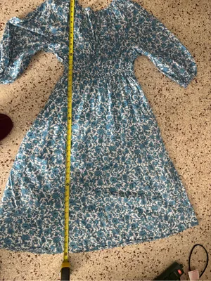 J.Crew Smocked Waist V-Neck Midi Dress in the Blue Blooms medium thumbnail 9