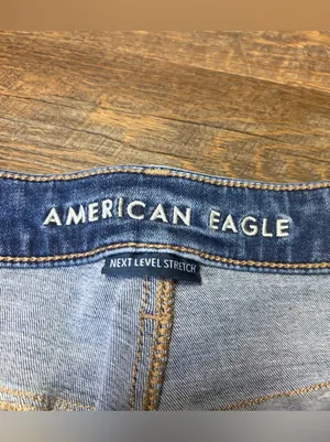 American Eagle Super High Rise Flare Jeans Womens 14 Short Next Level Stretch thumbnail 5