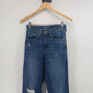 Ariat Women's Distressed Ultra High Rise Straight Leg Jeans - Dark Blue Sz 26R thumbnail 5