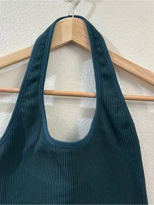 Vuori Simplicity Halter Ribbed Top in Beryl Size XS thumbnail 3