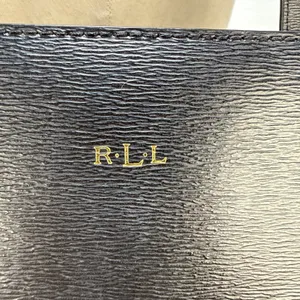 Ralph Lauren Newbury Modern Pocket Tote Shoulder Bag‎ Black Textured Leather thumbnail 3