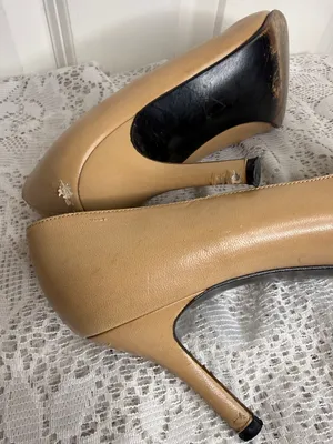 Stuart Weitzman tan leather detailed toe slip on heels bow embellishment sz 8.5 thumbnail 8