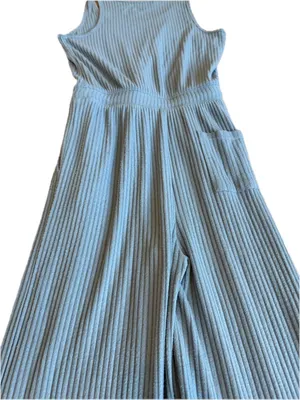 Spiritual Gangster Dusty Blue Ribbed Wide Leg Jumpsuit Racerback X-Small Women's thumbnail 11