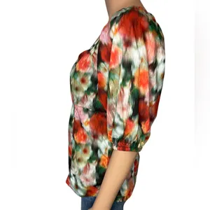 J CREW Squareneck Top size 8 Liberty Hazy Days Floral Tie Back Puff Sleeves thumbnail 5