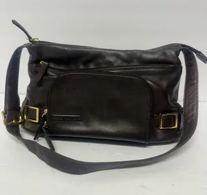 Women's Dark Brown Leather Shoulder Bag with Gold Accents thumbnail 1