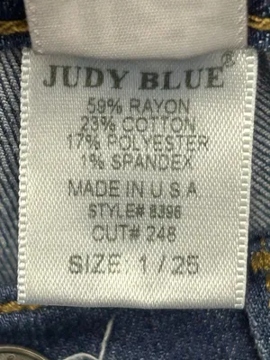 Judy Blue Super Flare Jeans Women’s 1/25 Blue Raw Hem High Rise Boho Retro thumbnail 4
