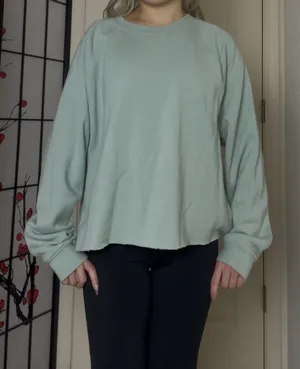 Universal Threads | Light Sage Green Long-Sleeve Crewneck Sweatshirt Pullover thumbnail 1