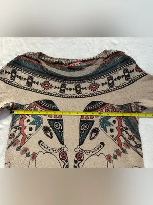 Gaze Boho Elephant Knit Long Sleeve Top Size Medium Southwestern Festival thumbnail 3