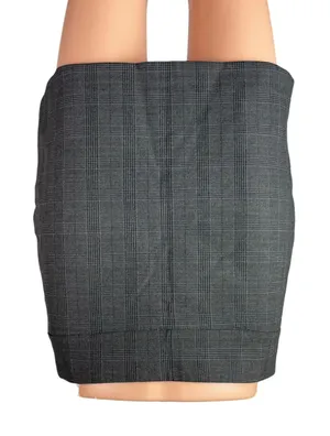 Zara Womens Dark Gray Plaid Check High Rise Office Mini Straight Pencil Skirt XS thumbnail 1